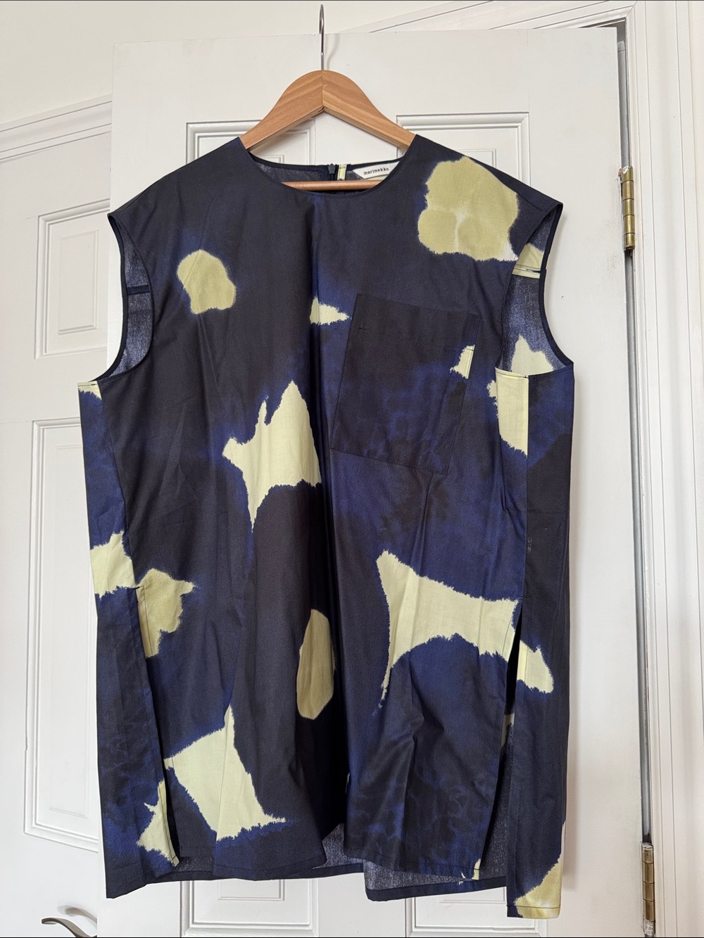 Marimekko Navy and Yellow Abstract Sleeveless Tunic